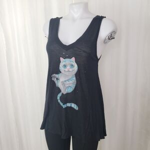 Disney/ Colleen Atwood collab Alice in Wonderland Cheshire Cat tank rhinestone